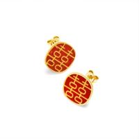 Boucles d'oreilles en acier titane, Placage ionique sous vide, pour femme & émail, rouge Vendu par paire