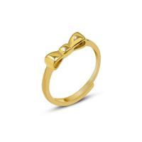 Titan Stahl Fingerring, Titanstahl, Schleife, Vakuum-Ionen-Beschichtung, für Frau, goldfarben, 4mm, Größe:7, verkauft von PC