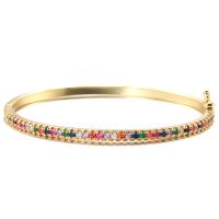 Bracelet en laiton, Placage de couleur d'or, bijoux de mode & pavé de micro zircon & pour femme, doré, 3mm, Vendu par PC