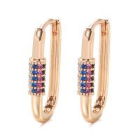 Cubic Zirconia Micro Pave Brass Earring, fashion jewelry & micro pave cubic zirconia & for woman, rose gold color, 21mm 