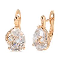 Cubic Zirconia Micro Pave Brass Earring, fashion jewelry & micro pave cubic zirconia & for woman, rose gold color, 18mm 