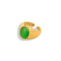 Titanstahl Manschette Fingerring, mit Glas, Vakuum-Ionen-Beschichtung, Modeschmuck & unisex, keine, 13x10mm,15mm,17mm, verkauft von PC