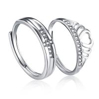 Ehepaar Fingerringe, 925 Sterling Silber, platiniert, einstellbar & verschiedene Stile für Wahl & Micro pave Zirkonia & für paar, 1mm, verkauft von PC