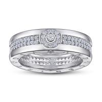 Befestigter Zirkonia Sterlingsilber Fingerring, 925 Sterling Silber, platiniert, verschiedene Größen vorhanden & Micro pave Zirkonia & für den Menschen, 2mm, Größe:8-12, verkauft von PC