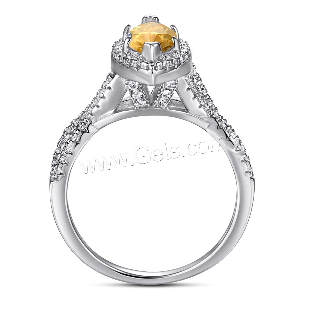 Befestigter Zirkonia Sterlingsilber Fingerring, 925 Sterling Silber, Pferdeauge, platiniert, verschiedene Größen vorhanden & Micro pave Zirkonia & für Frau, keine, 5x10mm, Größe:5-10, verkauft von PC