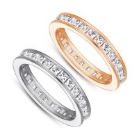 Befestigter Zirkonia Sterlingsilber Fingerring, 925 Sterling Silber, plattiert, verschiedene Größen vorhanden & Micro pave Zirkonia & für Frau, keine, 2x2mm, Größe:5-10, verkauft von PC