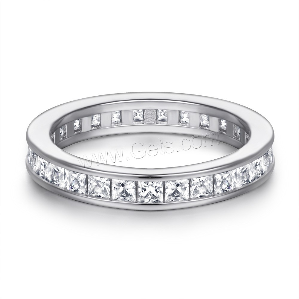 Befestigter Zirkonia Sterlingsilber Fingerring, 925 Sterling Silber, plattiert, verschiedene Größen vorhanden & Micro pave Zirkonia & für Frau, keine, 2x2mm, Größe:5-10, verkauft von PC