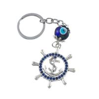 Zinklegierung Schlüssel Verschluss, mit Lampwork, unisex & böser Blick- Muster & mit Strass & hohl, blau, 130x45mm, verkauft von PC