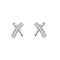 Silver Earring Zircon pavent Sterling, argent sterling 925, pavé de micro zircon & pour femme, argent Vendu par paire