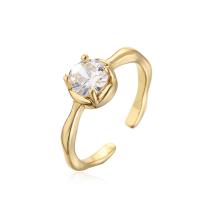 Cubic Zircon Brass Finger Ring, gold color plated, Adjustable & micro pave cubic zirconia & for woman 