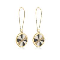 Cubic Zirconia Micro Pave Brass Earring, gold color plated & micro pave cubic zirconia & for woman & enamel 