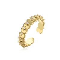 Brass Cuff Finger Ring, gold color plated, Adjustable & micro pave cubic zirconia & for woman 