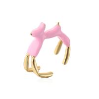 Brass Finger Ring, gold color plated, Adjustable & for woman & enamel 