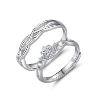 Ehepaar Fingerringe, 925er Sterling Silber, platiniert, Einstellbar & Micro pave Zirkonia, verkauft von PC