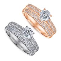 Befestigter Zirkonia Sterlingsilber Fingerring, 925 Sterling Silber, plattiert, 2 Stück & verschiedene Größen vorhanden & Micro pave Zirkonia & für Frau, keine, 6mm, Größe:4-10, verkauft von setzen