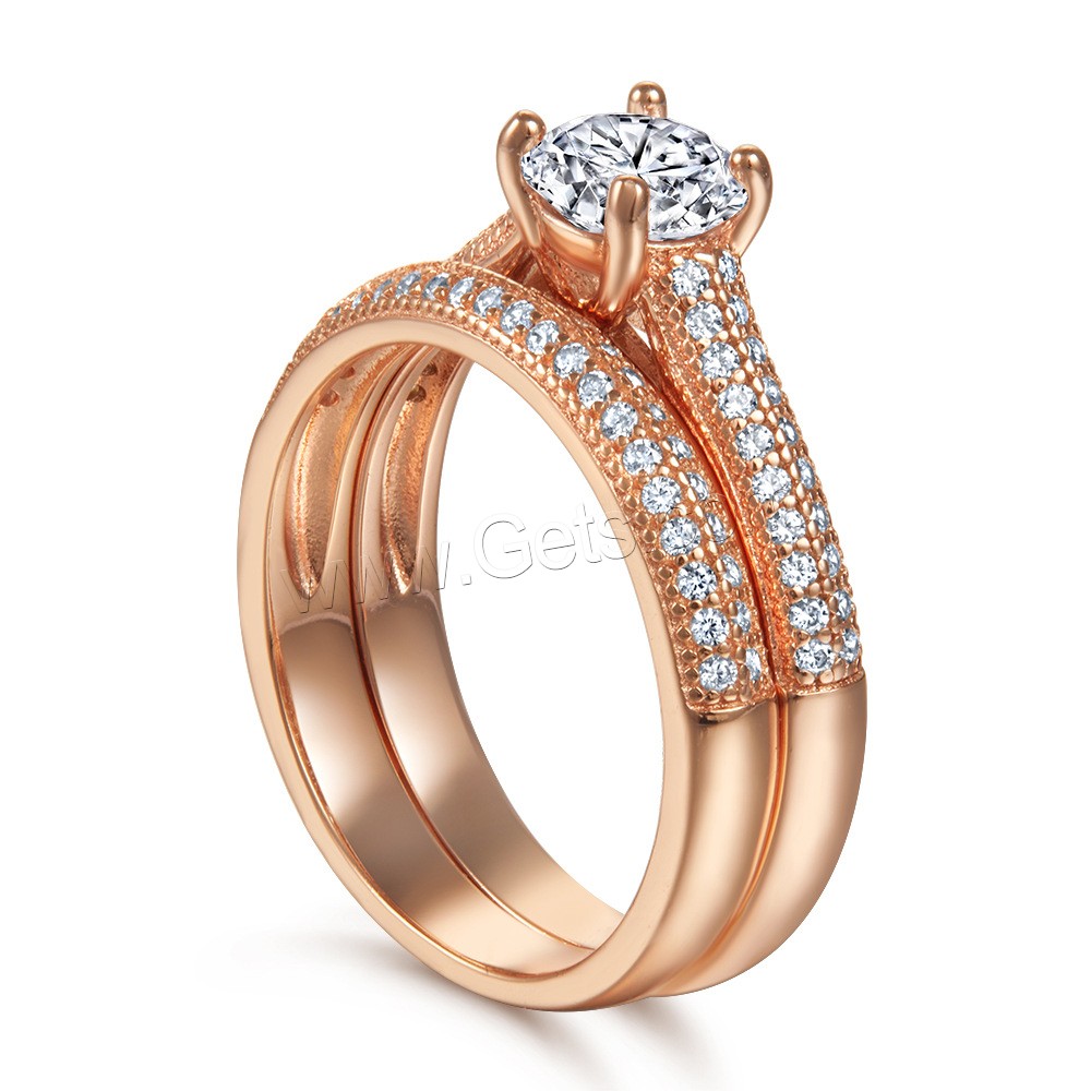 Befestigter Zirkonia Sterlingsilber Fingerring, 925 Sterling Silber, plattiert, 2 Stück & verschiedene Größen vorhanden & Micro pave Zirkonia & für Frau, keine, 6mm, Größe:4-10, verkauft von setzen