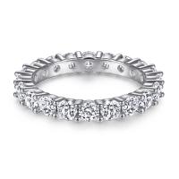 Befestigter Zirkonia Sterlingsilber Fingerring, 925 Sterling Silber, platiniert, verschiedene Größen vorhanden & verschiedene Stile für Wahl & Micro pave Zirkonia & für Frau, Größe:4-10, verkauft von PC