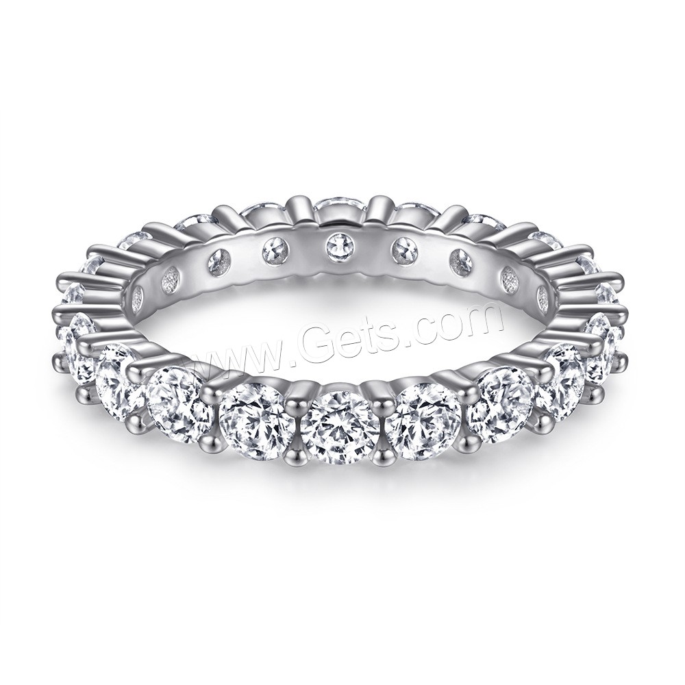 Befestigter Zirkonia Sterlingsilber Fingerring, 925 Sterling Silber, platiniert, verschiedene Größen vorhanden & verschiedene Stile für Wahl & Micro pave Zirkonia & für Frau, Größe:4-10, verkauft von PC