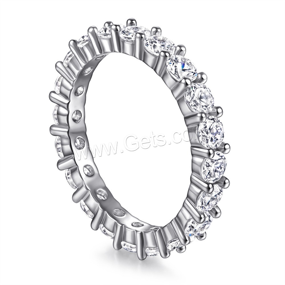 Befestigter Zirkonia Sterlingsilber Fingerring, 925 Sterling Silber, platiniert, verschiedene Größen vorhanden & verschiedene Stile für Wahl & Micro pave Zirkonia & für Frau, Größe:4-10, verkauft von PC