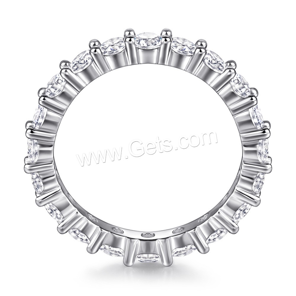 Befestigter Zirkonia Sterlingsilber Fingerring, 925 Sterling Silber, platiniert, verschiedene Größen vorhanden & verschiedene Stile für Wahl & Micro pave Zirkonia & für Frau, Größe:4-10, verkauft von PC