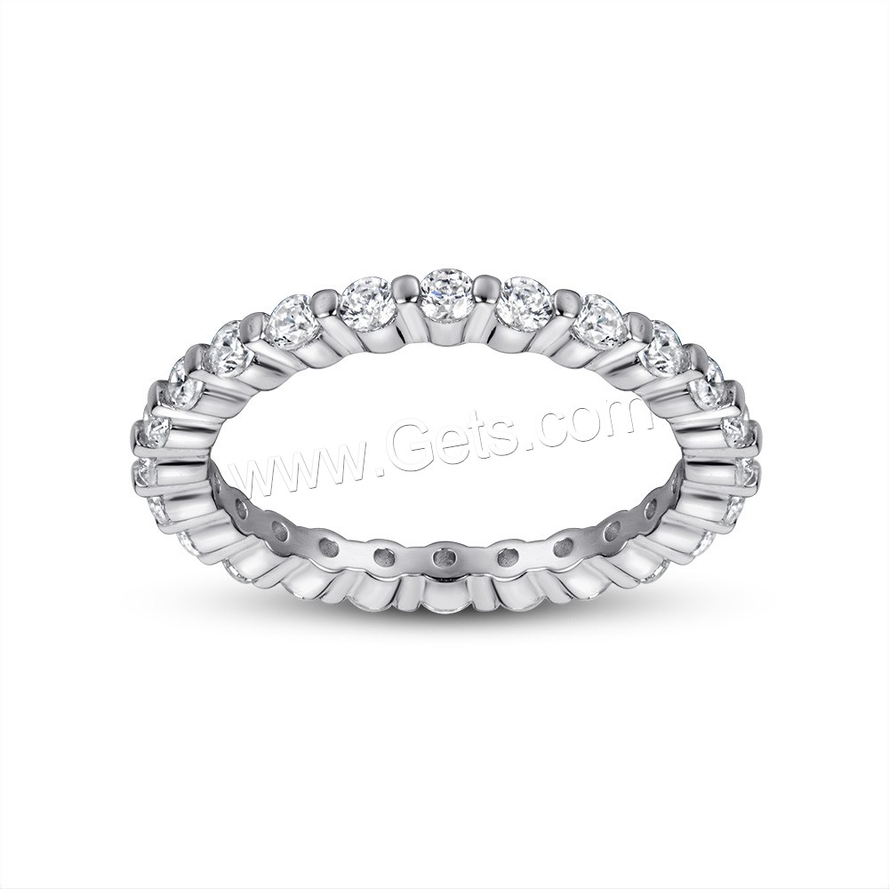 Befestigter Zirkonia Sterlingsilber Fingerring, 925 Sterling Silber, platiniert, verschiedene Größen vorhanden & verschiedene Stile für Wahl & Micro pave Zirkonia & für Frau, Größe:4-10, verkauft von PC