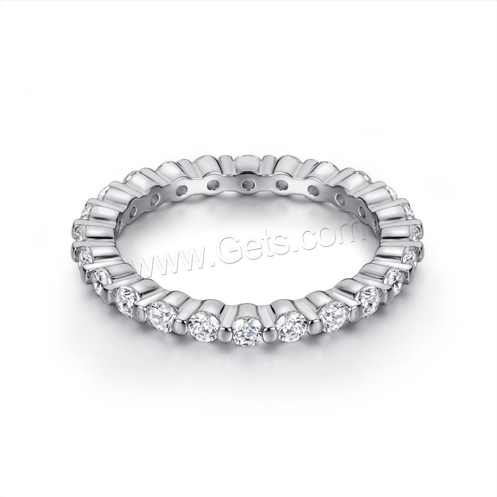 Befestigter Zirkonia Sterlingsilber Fingerring, 925 Sterling Silber, platiniert, verschiedene Größen vorhanden & verschiedene Stile für Wahl & Micro pave Zirkonia & für Frau, Größe:4-10, verkauft von PC