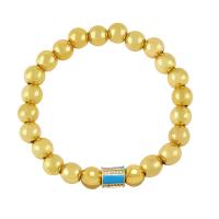 Brass Bracelet, Round, gold color plated, micro pave cubic zirconia & for woman & enamel .1 Inch 