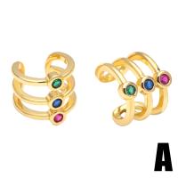 Brazalete pendiente, metal, chapado en color dorado, diferentes estilos para la opción & micro arcilla de zirconia cúbica & para mujer, dorado, 13x14mm,20x3mm, Vendido por Par