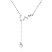 Zircon cubique Micro Pave collier en argent sterling, Argent sterling 925, Placage, bijoux de mode & pavé de micro zircon & pour femme, plus de couleurs à choisir, 440mm, Vendu par PC