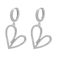 Huggie Hoop Drop Earring, Brass, plated & micro pave cubic zirconia & for woman 