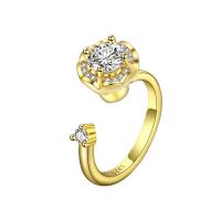 Cubic Zirconia Micro Pave Brass Finger Ring, Flower, plated, micro pave cubic zirconia & for woman 10.6mm, US Ring .5 