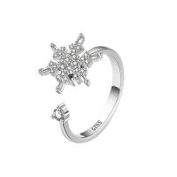 Cubic Zirconia Micro Pave Brass Finger Ring, Snowflake, plated, micro pave cubic zirconia & for woman 13.5mm, US Ring .5 