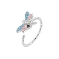 Cubic Zirconia Micro Pave Brass Finger Ring, Dragonfly, plated, micro pave cubic zirconia & for woman 12mm, US Ring .5 