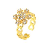 Cubic Zirconia Micro Pave Brass Finger Ring, Snowflake, plated, micro pave cubic zirconia & for woman 12mm, US Ring .5 