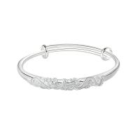 Bracelet en laiton, Placage de couleur argentée, pour femme, 6.8mm, Diamètre inté Environ 60mm, Vendu par PC