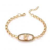 Cubic Zirconia Micro Pave Brass Bracelet, gold color plated & micro pave cubic zirconia & for woman & enamel 200mm 