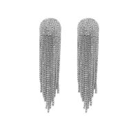 Fashion Fringe Earrings, Glass Rhinestone, Tassel, fashion jewelry & for woman 