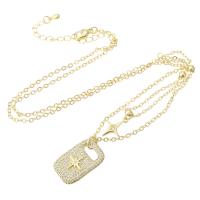 Collier en laiton cubique Zircon Micro Pave, Placage de couleur d'or, pavé de micro zircon & pour femme .7 pouce, Vendu par PC