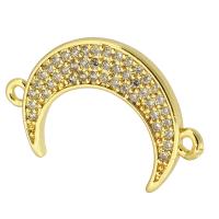 Befestiger Zirkonia Messing Schmuckverbinder, Mond, goldfarben plattiert, Modeschmuck & DIY & Micro pave Zirkonia, goldfarben, 24x16x2mm, Bohrung:ca. 1mm, verkauft von PC