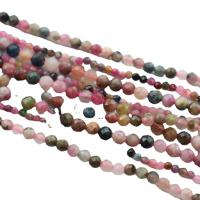 Perles de Tourmaline naturels, Rond, poli, DIY & normes différentes pour le choix & facettes, couleurs mélangées Environ 39 cm, Vendu par brin