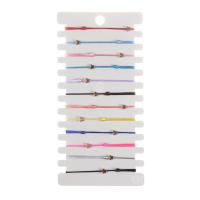 Moda pulseras de la aleación de Zinc, cordón poliéster, con aleación de zinc, chapado en color dorado, 12 piezas & diferentes estilos para la opción & para mujer, color mixto, longitud:6.7 Inch, 12PCs/Set, Vendido por Set