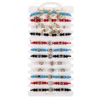 Evil Eye Schmuck Armband, Kristall, mit Terylen Schnur & Zinklegierung, blöser Blick, goldfarben plattiert, 12 Stück & Emaille & mit Strass, gemischte Farben, Länge:6.7 ZollInch, 12PCs/setzen, verkauft von setzen