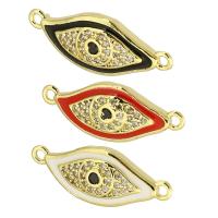 Evil Eye Jewelry Connector, Brass, Horse Eye, gold color plated, DIY & micro pave cubic zirconia & enamel & 1/1 loop Approx 1mm 