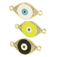 Evil Eye Jewelry Connector, Brass, Horse Eye, gold color plated, DIY & micro pave cubic zirconia & enamel & 1/1 loop Approx 1mm 