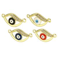 Evil Eye Jewelry Connector, Brass, Horse Eye, gold color plated, DIY & micro pave cubic zirconia & enamel & 1/1 loop Approx 1mm 