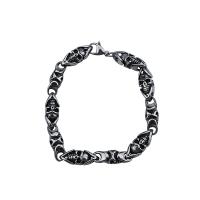 Titanium Steel Bracelet, Skull, anoint, punk style & for man, 230.5mm 