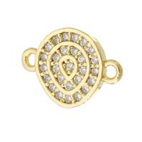 Cubic Zirconia Micro Pave Brass Connector, Flat Round, gold color plated, micro pave cubic zirconia Approx 1mm 