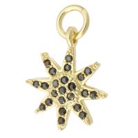 Colgante de Micro Pavé de Zirconía Cúbica, metal, Ocho Punto Estrella, chapado en color dorado, micro arcilla de zirconia cúbica, 14.5x17x3mm, agujero:aproximado 3.5mm, Vendido por UD