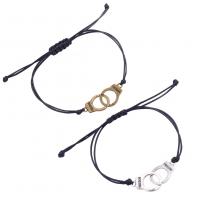 Pulseras para Parejas, cordón poliéster, con aleación de zinc, esposas, chapado, 2 piezas & Ajustable & Joyería, más colores para la opción, longitud:18-36 cm, Vendido por Set