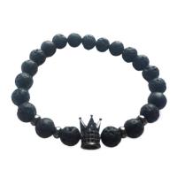 Lava Bead Bracelet, with Brass, Crown, plated, fashion jewelry & Unisex cm 